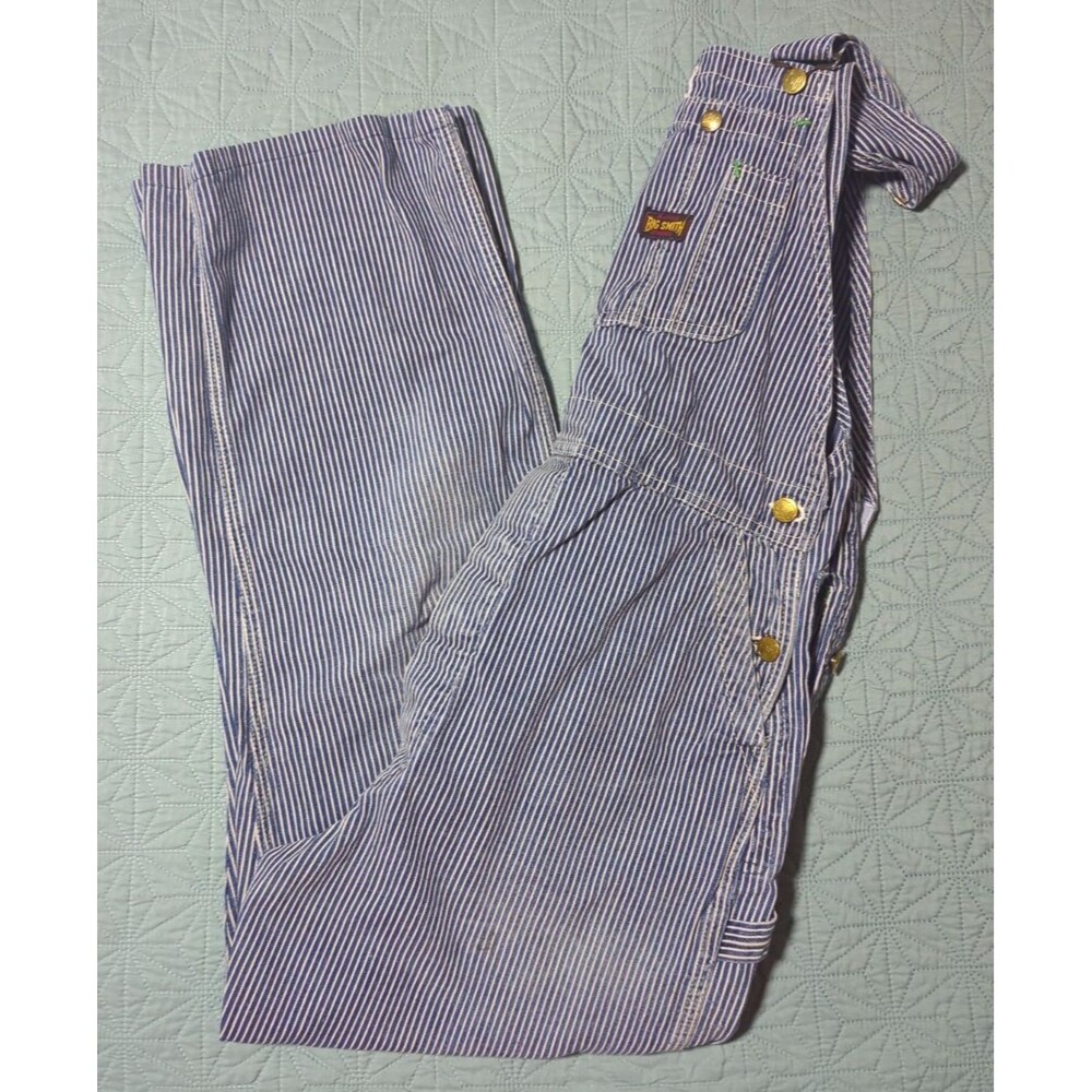 Vtg Union Made Big Smith Sanforized Overalls Mens 34X34 Hickory Striped Railroad